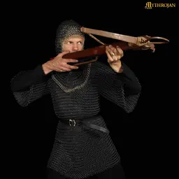 Black chainmail coif, brass edge, butted round rings - Celtic Webmerchant
