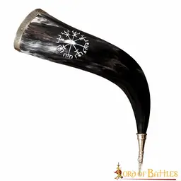 Drinking horn with vegvisir and brass fittings - Celtic Webmerchant