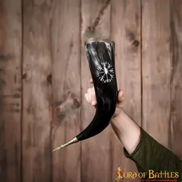 Corne à boire avec vegvisir et garnitures en laiton - Celtic Webmerchant