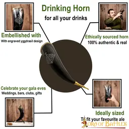 Viking drinkhoorn met Yggdrasil - Celtic Webmerchant