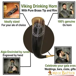 Cuerno para beber con la runa de protección Algiz - Celtic Webmerchant