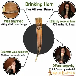 Corne à boire païenne avec garnitures en laiton - Celtic Webmerchant