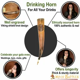 Pagan drinking horn with brass fittings - Celtic Webmerchant