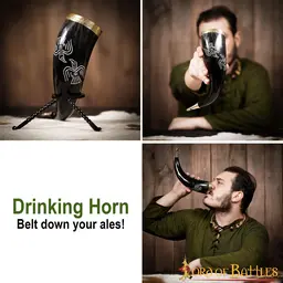 Engraved Odin drinking horn - Celtic Webmerchant
