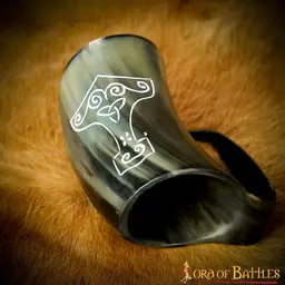 Viking horn mug with Thor's hammer - Celtic Webmerchant