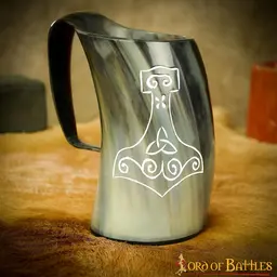 Wikingowski kubek rożany z młotem Thora - Celtic Webmerchant