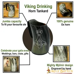 Taza cuerno vikingo con martillo de Thor - Celtic Webmerchant