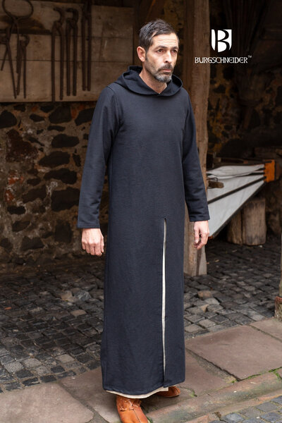 Túnica medieval con capucha Renaud, negra. - Celtic Webmerchant