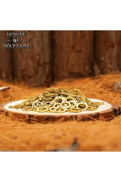 70 g ringbrynjeringar i mässing, platta ringar, runda nitar, 8 mm - Celtic Webmerchant