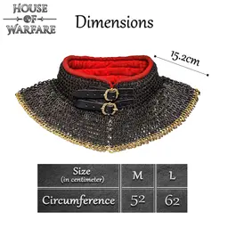 Chain mail coif, black, mixed riveted flat rings, 9 mm, brass edge - Celtic Webmerchant