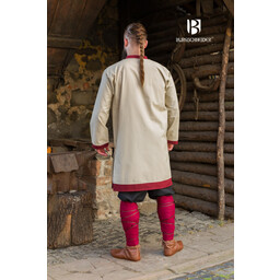 Rusvik Viking tunic Tobiasz, natural-burgundy - Celtic Webmerchant