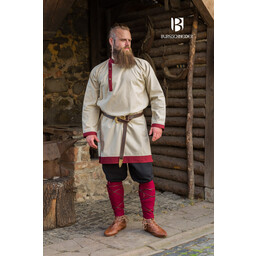 Rusvik Viking tunic Tobiasz, natural-burgundy - Celtic Webmerchant