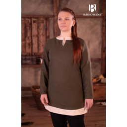 Túnica vikinga corta Svenja, lana, verde oliva - Celtic Webmerchant