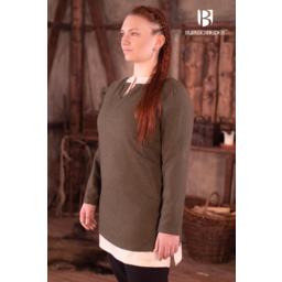 Short Viking tunic Svenja, wool, olive green - Celtic Webmerchant