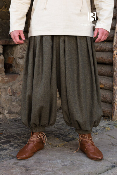 Rusvik Viking trousers Borys, herringbone pattern, olive/grey - Celtic Webmerchant