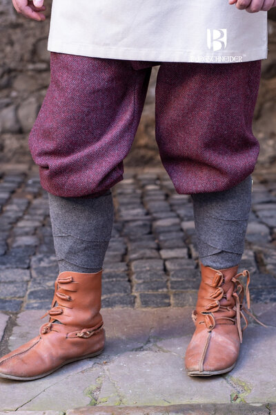 Pantaloni vichinghi motivo a spina di pesce Ivar, grigio bordeaux - Celtic Webmerchant