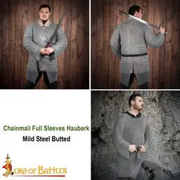 Hauberk med slids, sort, uden nitter 10 mm - Celtic Webmerchant