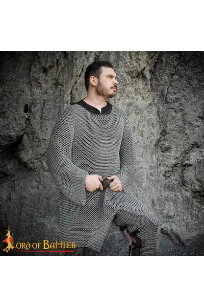 Hauberk met split, verzinkt, ongeklonken 10 mm - Celtic Webmerchant