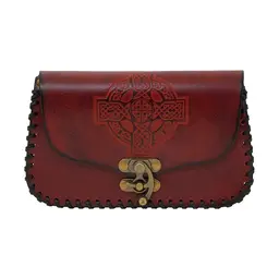 Læderpose med keltisk kryds, rød - Celtic Webmerchant