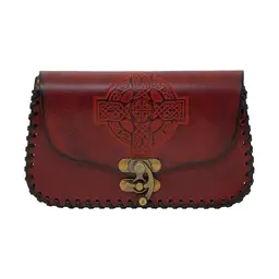 Ledertasche mit keltischem Kreuz, rot - Celtic Webmerchant