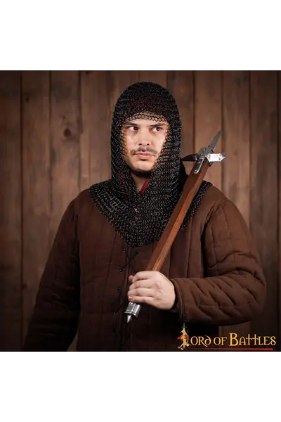 Capuche de mailles, noire, anneaux ronds non rivetés - Celtic Webmerchant