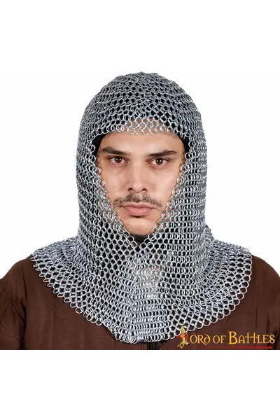 Chainmail coif, galvanized, unriveted round rings - Celtic Webmerchant