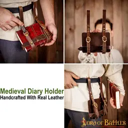 Leather diary holder for belt, brown - Celtic Webmerchant