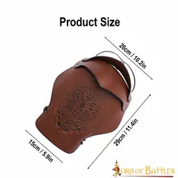 Leather pauldron Yggdrasil Mjolnir, brown - Celtic Webmerchant