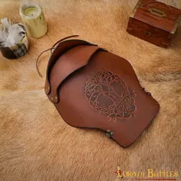 Leren pauldron Yggdrasil Mjolnir, bruin - Celtic Webmerchant