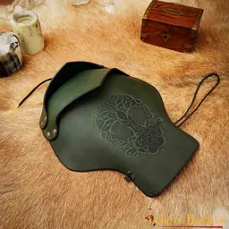 Leren pauldron Yggdrasil Mjolnir, bruin - Celtic Webmerchant