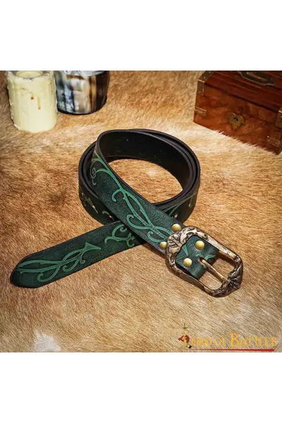 Ledergürtel Aranel, grün - Celtic Webmerchant