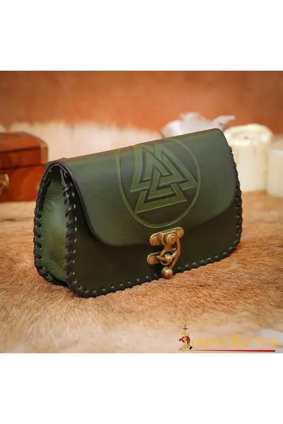 Bolsa vikinga con Valknut, verde - Celtic Webmerchant