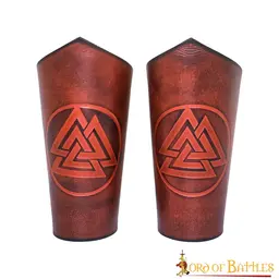 Leather bracers Valknut, brown - Celtic Webmerchant