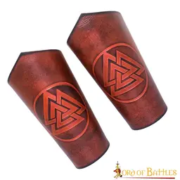 Leather bracers Valknut, brown - Celtic Webmerchant