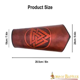 Leather bracers Valknut, brown - Celtic Webmerchant