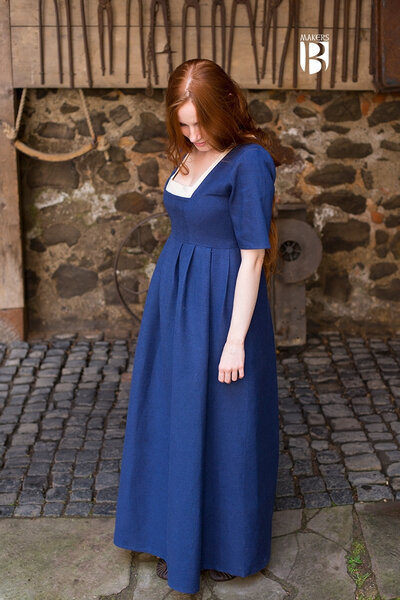 Middeleeuwse jurk Frideswinde blauw - Celtic Webmerchant