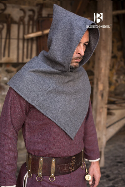 Chaperon Skjoldehamm, laine, gris - Celtic Webmerchant
