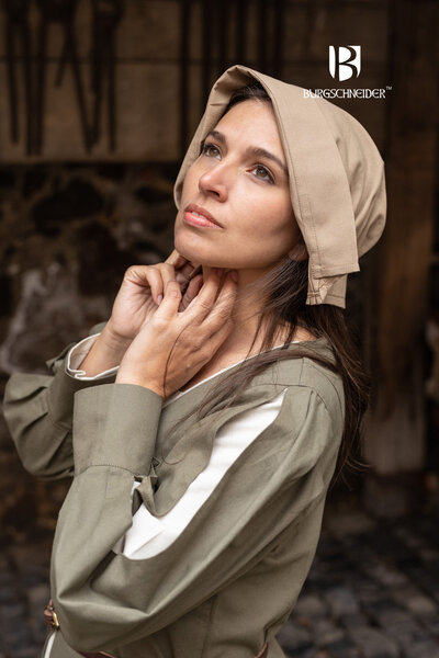 Medieval cap Helga, sand - Celtic Webmerchant