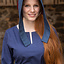 Medieval cap Dagmar, blue-burgundy - Celtic Webmerchant