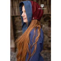 Medieval cap Dagmar, blue-burgundy - Celtic Webmerchant