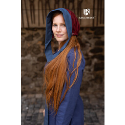 Medieval cap Dagmar, blue-burgundy - Celtic Webmerchant