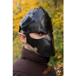 Assassin Hjälm, svart läder, LARP - Celtic Webmerchant