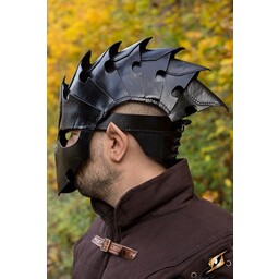 Assassin Helmet, Black Leather, LARP - Celtic Webmerchant