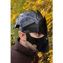 Assassin Hjälm, svart läder, LARP - Celtic Webmerchant