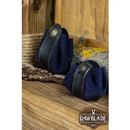 Wanderer Pouch Big - Cuir refendu bleu profond - Celtic Webmerchant