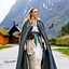 Embroidered cloak Damia with fibula, grey - Celtic Webmerchant