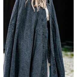 Broderet kåbe Damia med fibula, grå - Celtic Webmerchant