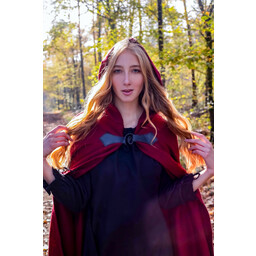 Embroidered cloak Damia with fibula, red - Celtic Webmerchant