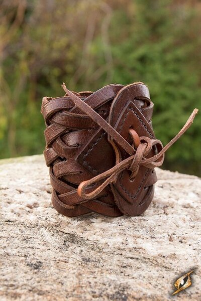 Vävt läderarmband, brunt - Celtic Webmerchant