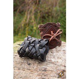 Vävt läderarmband, brunt - Celtic Webmerchant